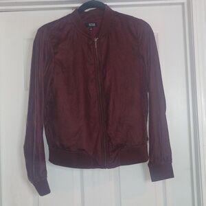 a.n.a. A New Approach Woman's Burgundy Bomber Velvet Jacket Size Small